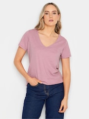 Long Tall Sally Sage Green/Pink 100% Cotton V-Neck T-Shirts 3 Pack - Image 3 of 5
