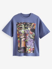 Blue Dino Art Short Sleeve Graphic T-Shirt (3-16yrs) - Image 1 of 3
