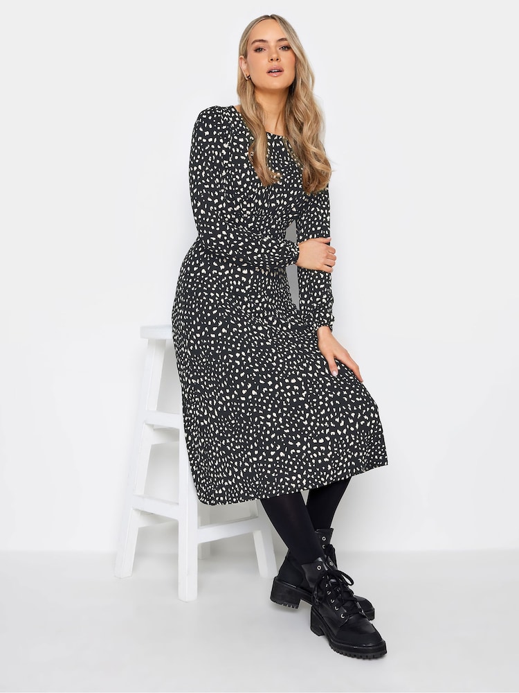 Long Tall Sally Black Polka Dot Long Sleeve Tea Dress - Image 2 of 8