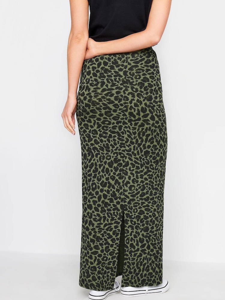 Long Tall Sally Khaki Green Leopard Print Maxi Skirt - Image 2 of 4
