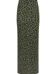 Long Tall Sally Khaki Green Leopard Print Maxi Skirt - Image 4 of 4