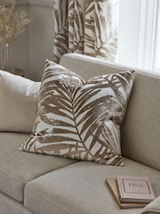 Gold Cut Velvet Palm Leaf 50 x 50cm Cushion - Image 1 of 5
