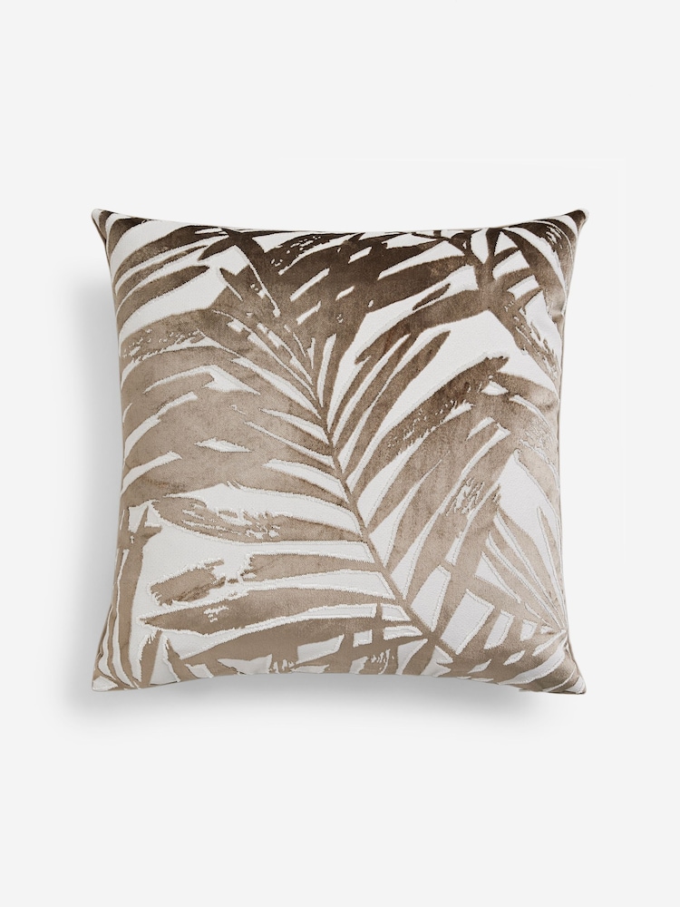 Gold Cut Velvet Palm Leaf 50 x 50cm Cushion - Image 2 of 5