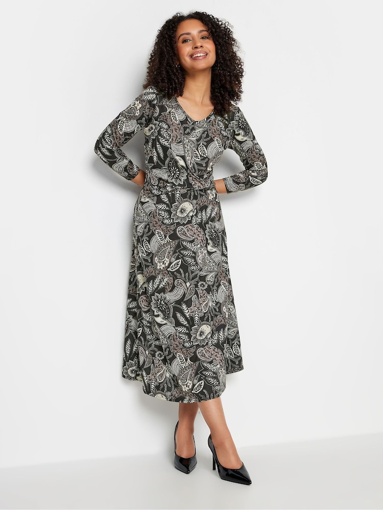 M&Co Brown Petite Twist Midaxi Dress - Image 1 of 3