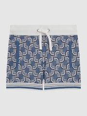 Reiss Blue Bloom 9-14 yrs Knitted Patterned Drawstring Shorts - Image 2 of 6