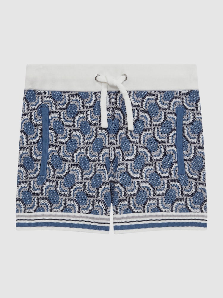 Reiss Blue Bloom 9-14 yrs Knitted Patterned Drawstring Shorts - Image 2 of 6 Reiss Blue Bloom 9-14 yrs Knitted Patterned Drawstring Shorts - Image 2 of 6