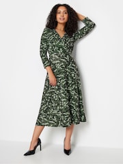 M&Co Green Petite Wrap Gathered Dress - Image 1 of 5