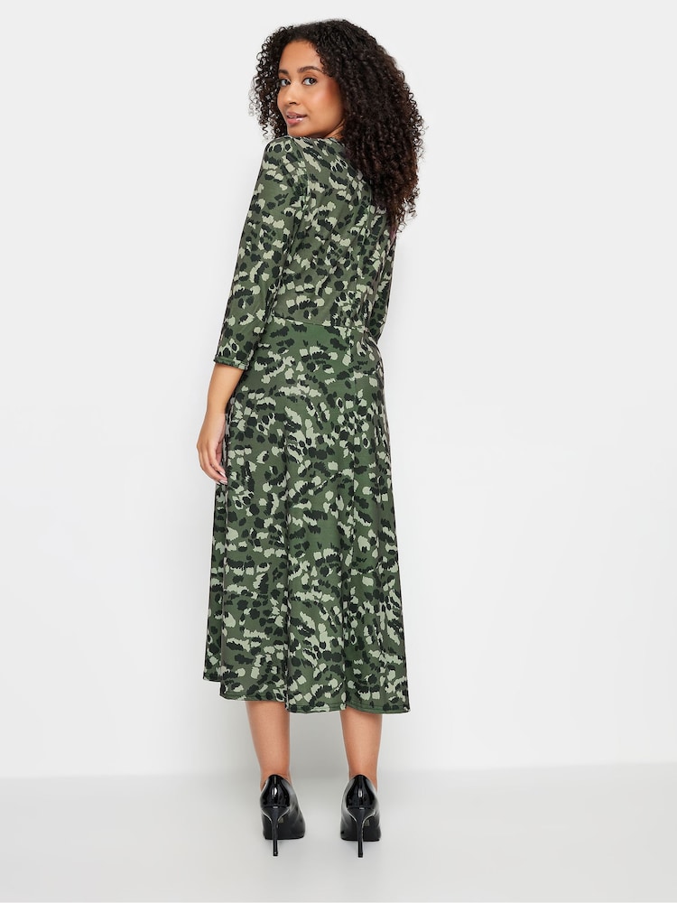 M&Co Green Petite Wrap Gathered Dress - Image 2 of 5