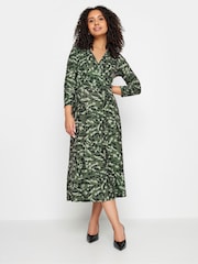 M&Co Green Petite Wrap Gathered Dress - Image 3 of 5