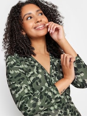 M&Co Green Petite Wrap Gathered Dress - Image 4 of 5