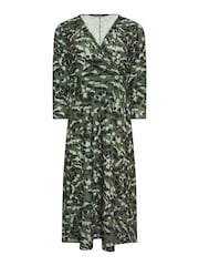 M&Co Green Petite Wrap Gathered Dress - Image 5 of 5