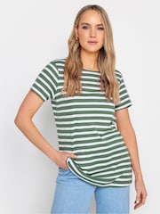 Long Tall Sally Cream/Khaki Green 100% Cotton V-Neck T-Shirts 3 Pack - Image 5 of 5