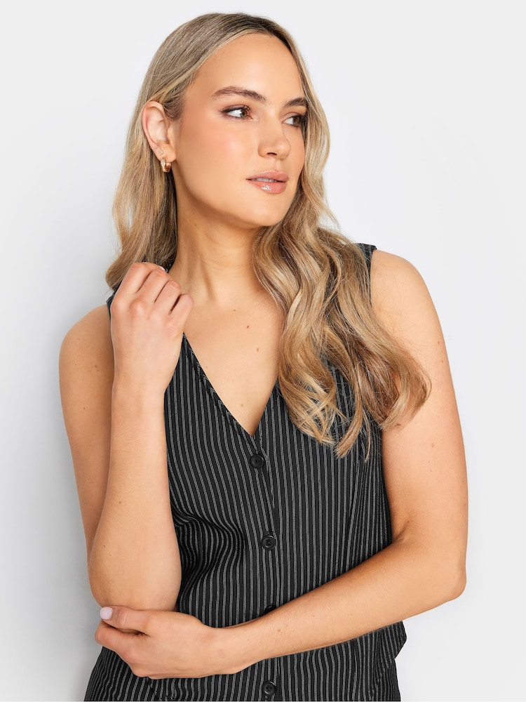 Long Tall Sally Black Pinstripe Waistcoat - Image 5 of 5