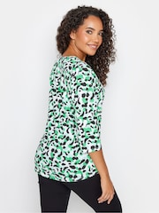 M&Co Green 3/4 Length Sleeve Henley 100% Cotton Green Top - Image 2 of 4