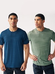 Green/Blue Active Gym and Training T-Shirts 2 Pack - Image 1 of 14