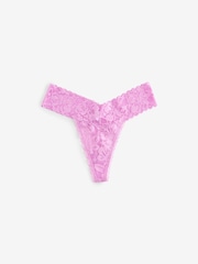 Pink/Blue/White Thong Floral Lace Knickers 3 Pack - Image 7 of 9
