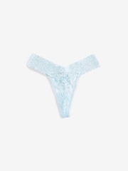 Pink/Blue/White Thong Floral Lace Knickers 3 Pack - Image 8 of 9
