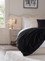 Black Basset Embossed Faux Fur Throw - Image 1 of 8