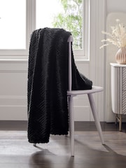 Black Basset Embossed Faux Fur Throw - Image 3 of 8