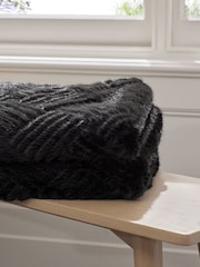 Black Basset Embossed Faux Fur Throw - Image 5 of 8