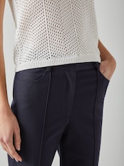 LK Bennett Blue Susie Cotton Blend Flare Trousers - Image 3 of 4