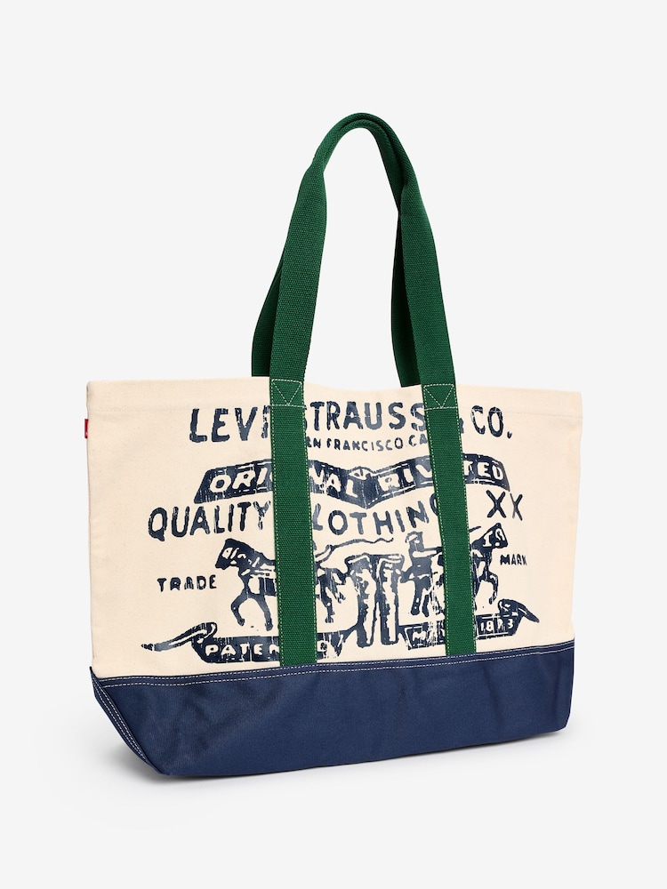Levi's® Ecru Two Horse Printed 100% Cotton Tote Bag - Image 1 of 5