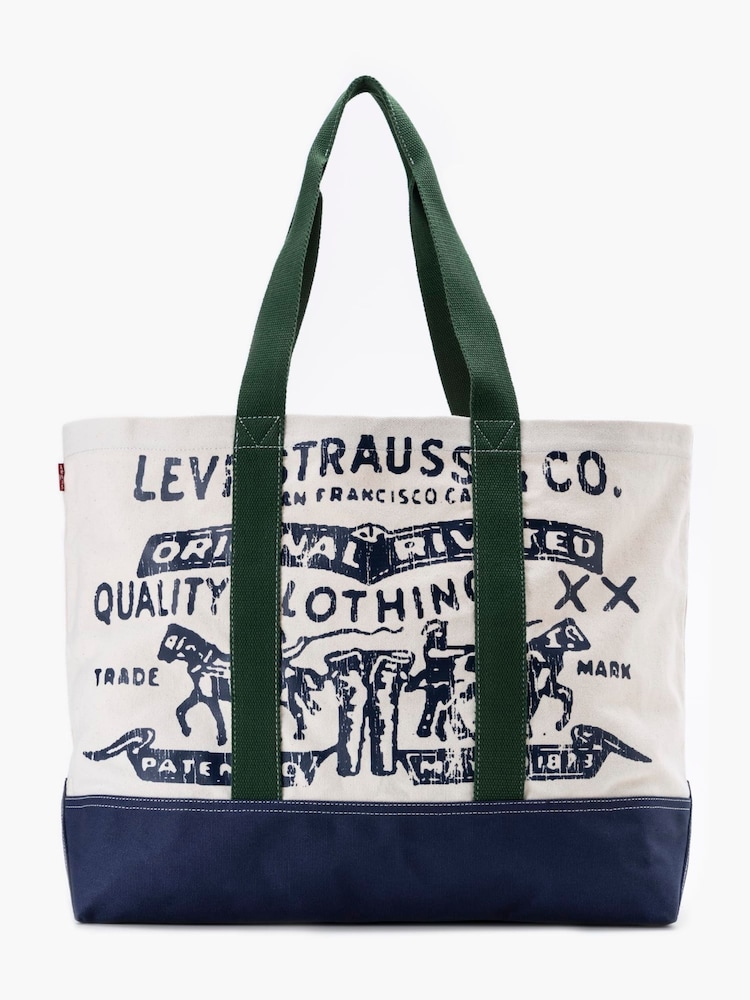 Levi's® Ecru Two Horse Printed 100% Cotton Tote Bag - Image 2 of 5