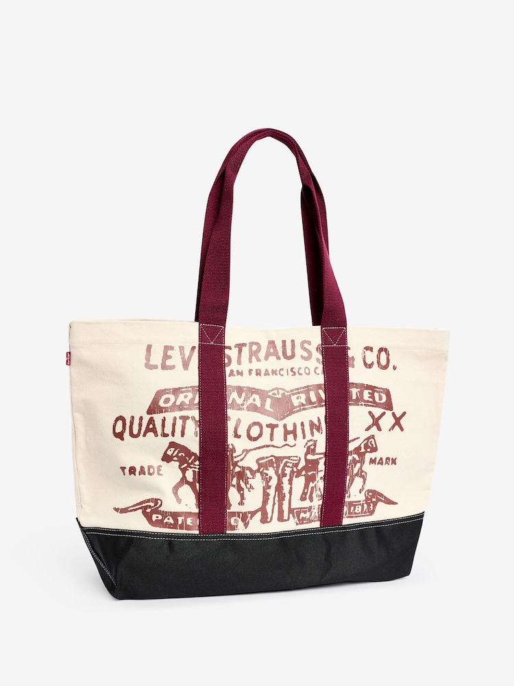 Levi's® Brilliant Red Two Horse Printed 100% Cotton Tote Bag - Image 1 of 5