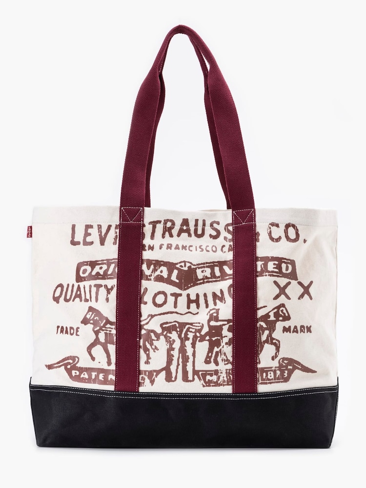 Levi's® Brilliant Red Two Horse Printed 100% Cotton Tote Bag - Image 2 of 5