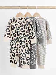Monochrome Baby Footless Zip Sleepsuits 3 Pack (0mths-2yrs) - Image 2 of 10