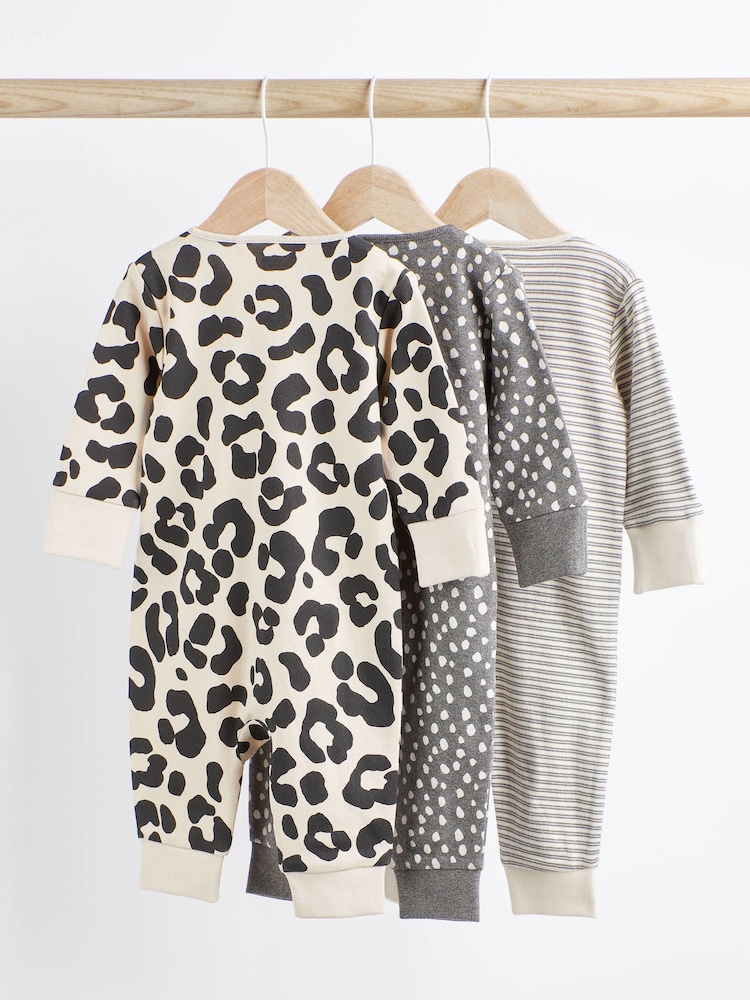Monochrome Baby Footless Zip Sleepsuits 3 Pack (0mths-2yrs) - Image 2 of 10
