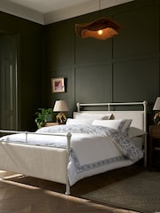 Nina Campbell White Ferronier Metal and Upholstered Bed - Image 1 of 5