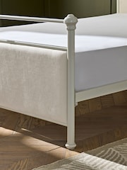 Nina Campbell White Ferronier Metal and Upholstered Bed - Image 4 of 5