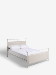 Nina Campbell White Ferronier Metal and Upholstered Bed - Image 5 of 5