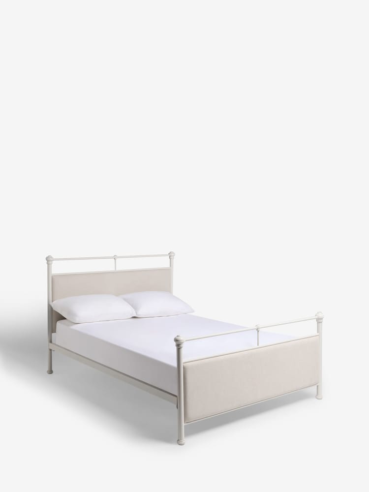 Nina Campbell White Ferronier Metal and Upholstered Bed - Image 5 of 5