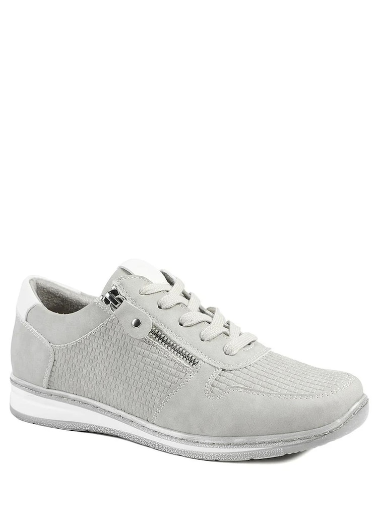 Pavers Grey Wide Fit Casual Zip & Lace Trainers - Image 1 of 5