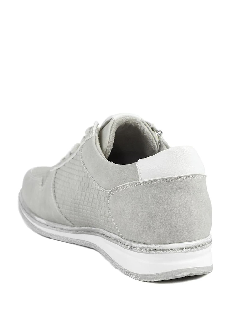 Pavers Grey Wide Fit Casual Zip & Lace Trainers - Image 2 of 5