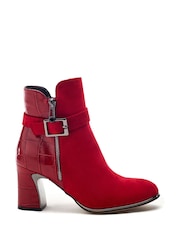 Rot - Moda in Pelle Parthenia Buckle Trim Block Heel Boots - Bild 1 von 5
