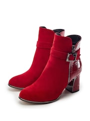 Rot - Moda in Pelle Parthenia Buckle Trim Block Heel Boots - Bild 2 von 5