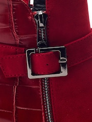 Rot - Moda in Pelle Parthenia Buckle Trim Block Heel Boots - Bild 5 von 5