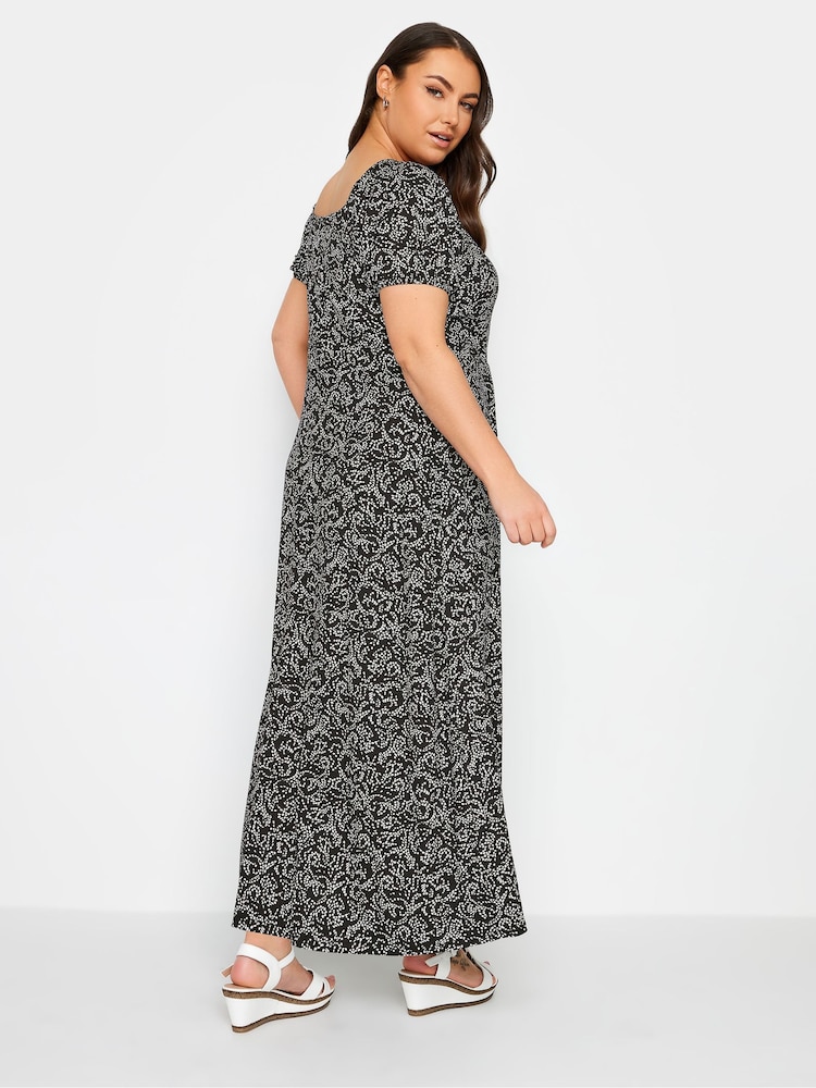 Yours Curve Black Floral Maxi Wrap Dress - Image 2 of 4