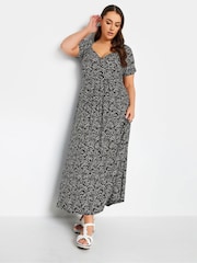 Yours Curve Black Floral Maxi Wrap Dress - Image 3 of 4