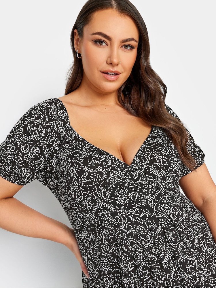 Yours Curve Black Floral Maxi Wrap Dress - Image 4 of 4