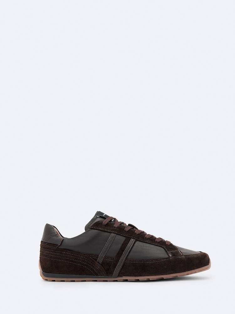 AllSaints Brown Liam Lace Up Trainers - Image 1 of 4 AllSaints Brown Liam Lace Up Trainers - Image 1 of 4