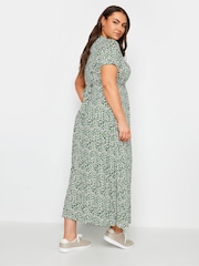 Yours Curve Green Floral Maxi Wrap Dress - Image 2 of 4