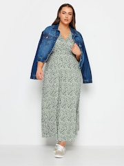 Yours Curve Green Floral Maxi Wrap Dress - Image 3 of 4