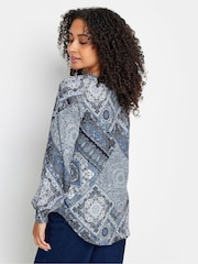 M&Co Blue Petite Scarf Print Blouse - Image 2 of 5