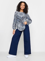 M&Co Blue Petite Scarf Print Blouse - Image 3 of 5