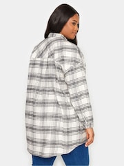 Yours Curve White/Grey Boyfriend Check 100% Cotton Shirt - Image 3 of 5