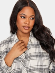 Yours Curve White/Grey Boyfriend Check 100% Cotton Shirt - Image 5 of 5